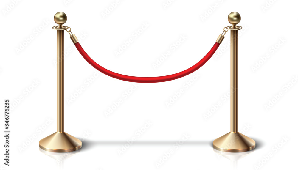 vector red velvet barrier rope with golden details. Isolated on white background. vector red velvet barrier rope with golden details. Isolated on white background.