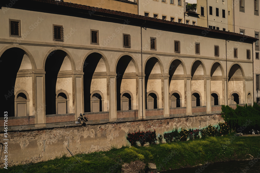 External view of Vasari corridor in Florence