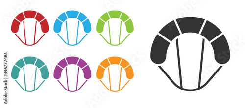 Black Parachute icon isolated on white background. Extreme sport. Sport equipment. Set icons colorful. Vector Illustration