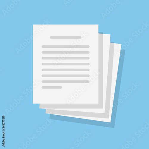 Text file or document paper icon vector illustration flat cartoon symbol, idea of archive pages or assay isolated modern trendy
