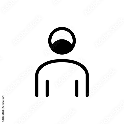 Icono plano lineal hombre con máscara hospital en color negro	