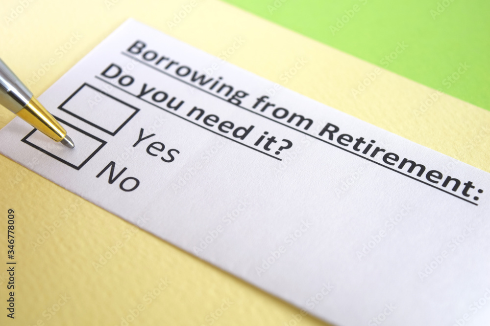 One person is answering question about borrowing from retirement. One person is answering question about borrowing from retirement.