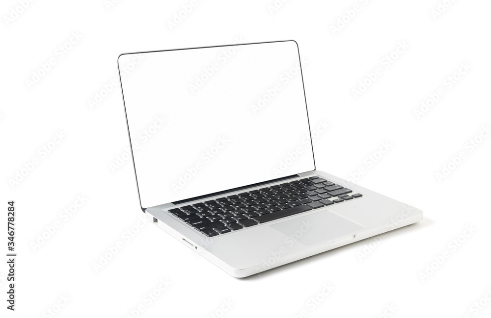 laptop with empty space pn screen isolated on white background,