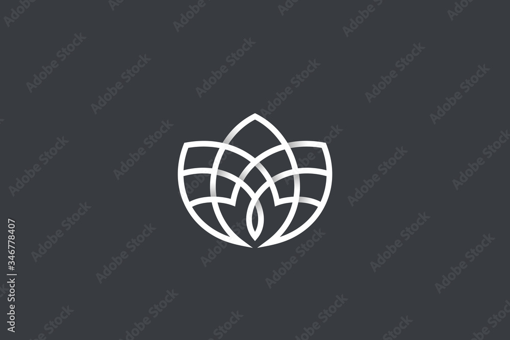 Flower Garden Floral Logo Circle shape design Linear Outline Luxury style Flower Garden Floral Logo Circle shape design Linear Outline Luxury style