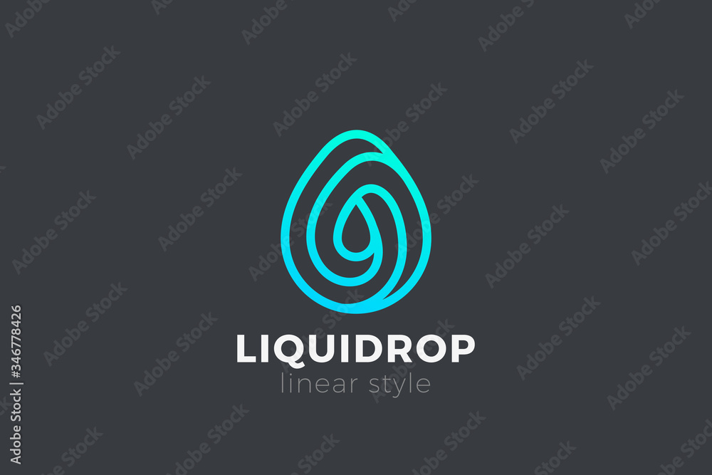 Water drop Logo design vector template Linear style. Blue Droplet lines aqua Logotype icon Water drop Logo design vector template Linear style. Blue Droplet lines aqua Logotype icon