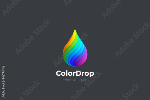 Colorful Liquid Water Droplet Drop Logo design vector template. Energy Mix Drink Logotype concept icon.