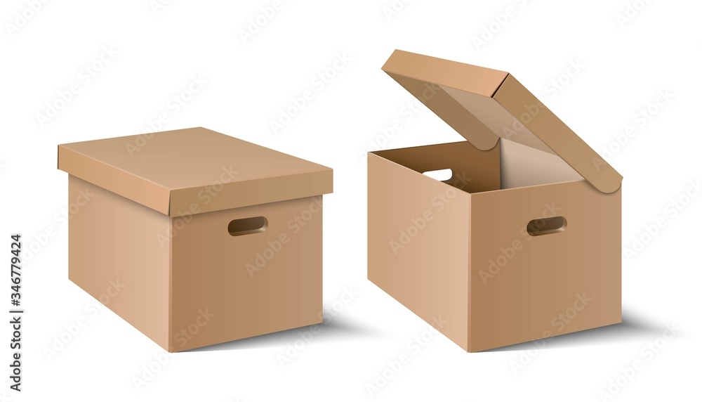 vector carton square box in open and closed view. Isolated icon illustration on white background. vector carton square box in open and closed view. Isolated icon illustration on white background.