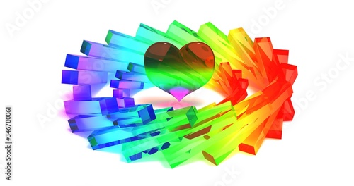 【3DCG】虹色のガラスのハート