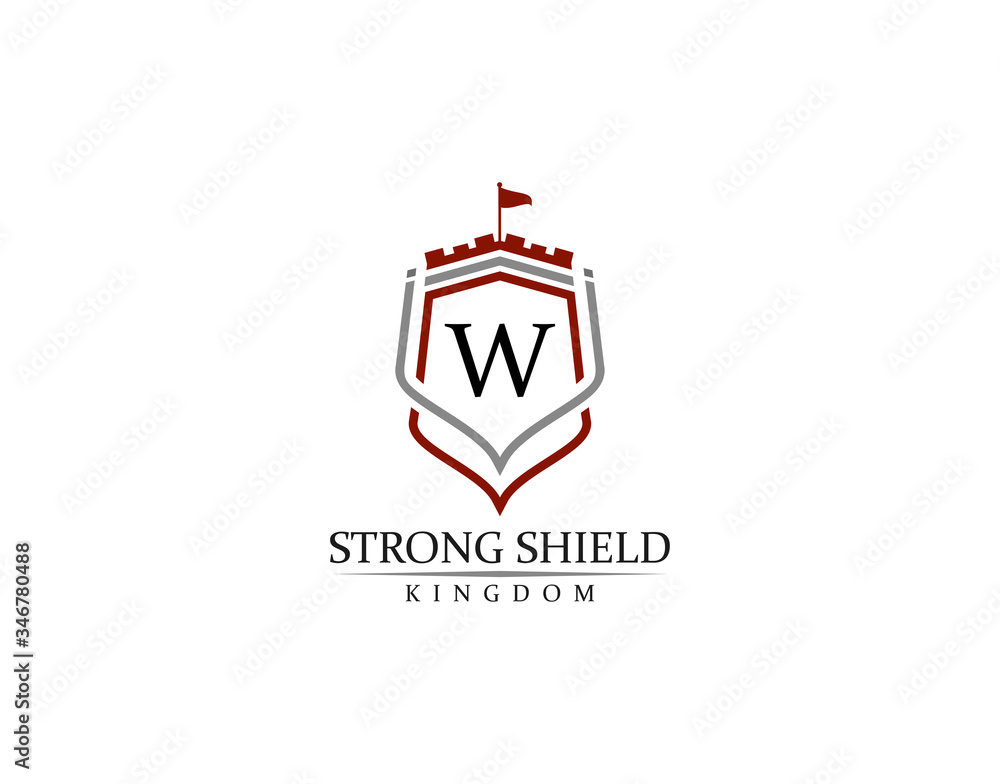 Strong Shield, Gold Heraldic W Letter Monogram. Retro minimal shield Shape. Crown, Castle, Kingdom Logo Design. Strong Shield, Gold Heraldic W Letter Monogram. Retro minimal shield Shape. Crown, Castle, Kingdom Logo Design.
