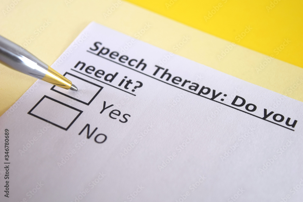 One person is answering question about speech therapy. One person is answering question about speech therapy.