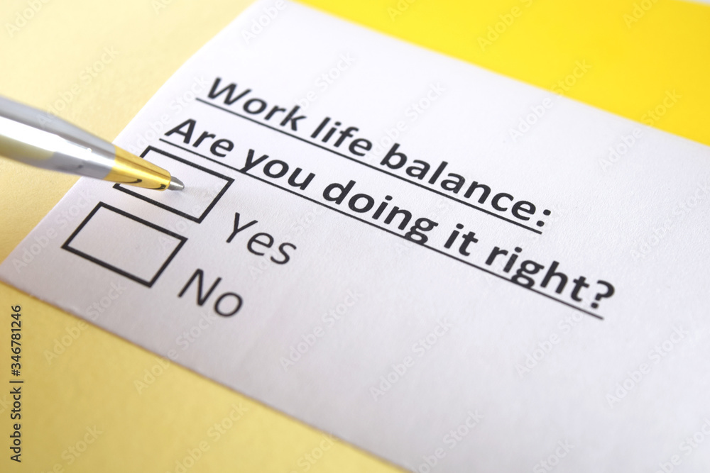 Obraz premium One person is answering question about work life balance.