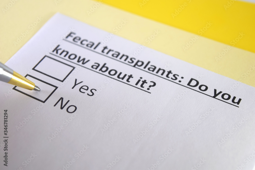 Obraz premium One person is answering question about fecal transplants.