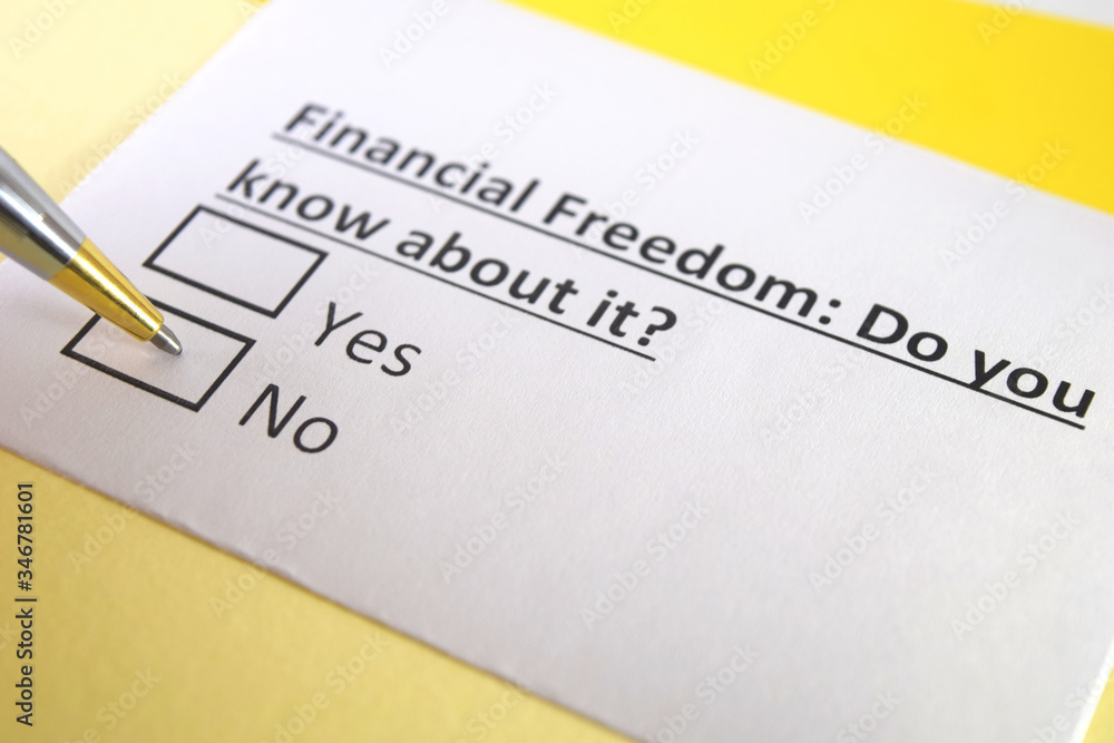 One person is answering question about financial freedom. One person is answering question about financial freedom.