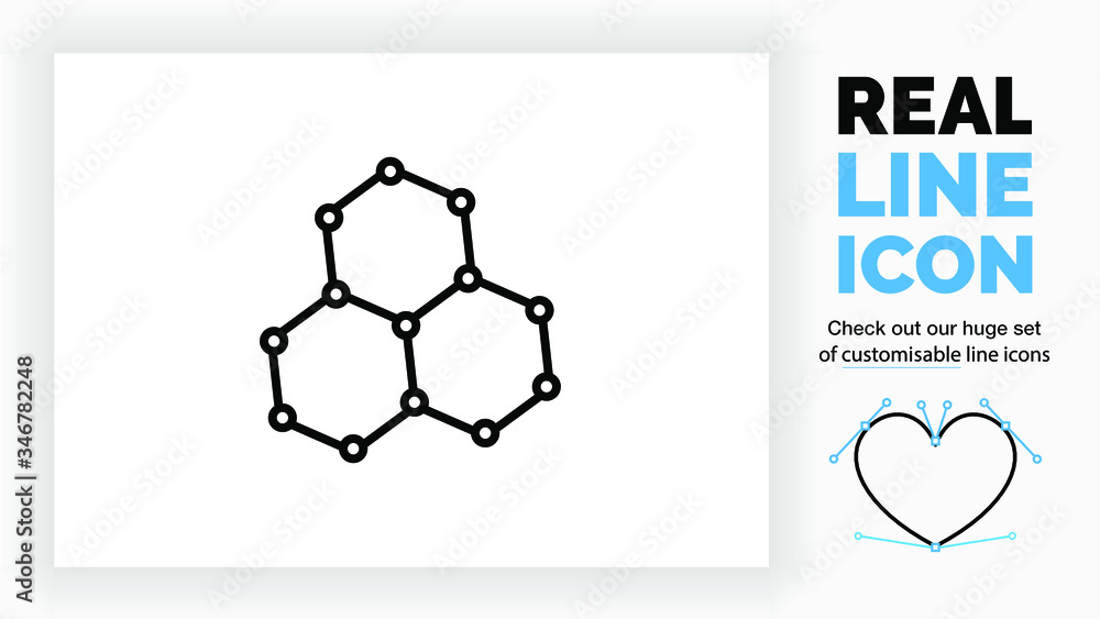 Obraz premium Editable line icon of a carbon structure like graphene, part of a huge set of editable line icons and stick figures! 