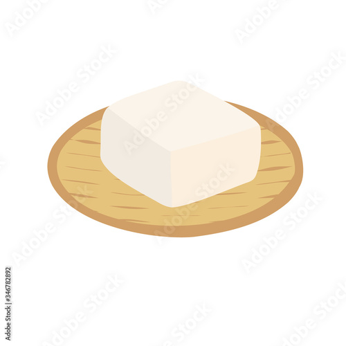 ザルに乗せた豆腐のシンプルなベクターイラスト