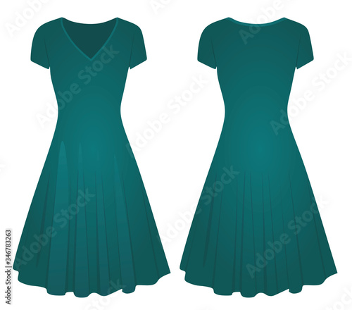 Blue woman dress. vector illustration