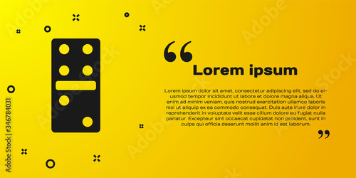 Black Domino icon isolated on yellow background. Vector Illustration