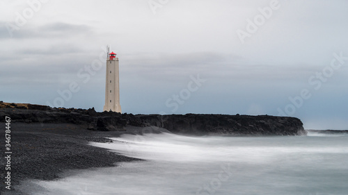 Iceland lighthouse on the shore