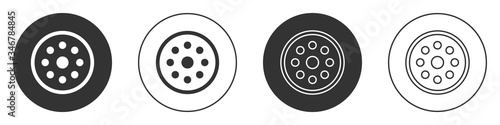 Black Sewing button for clothes icon isolated on white background. Clothing button. Circle button. Vector Illustration