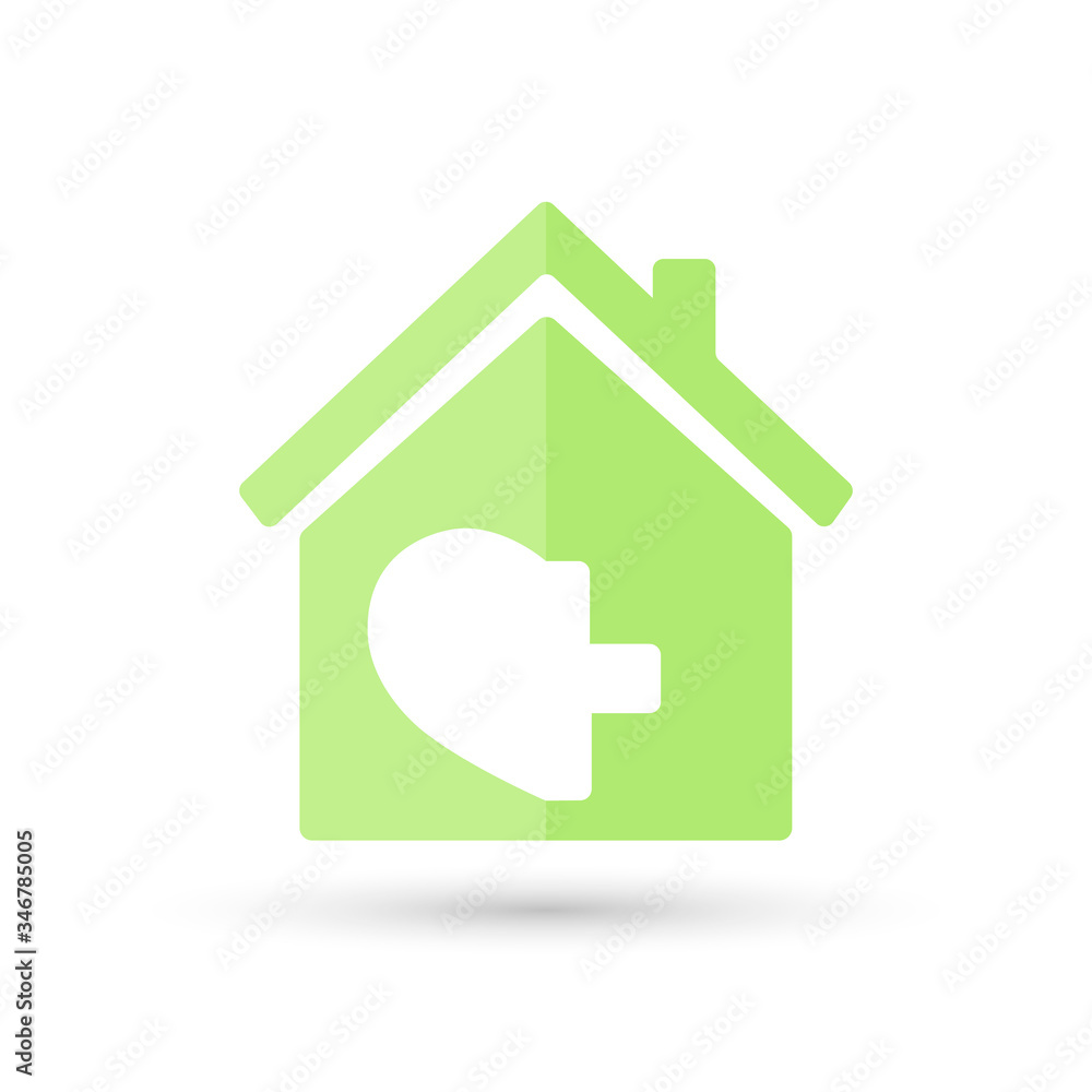 Stay Home sticker, graphic design template, house of love icon, vector illustration