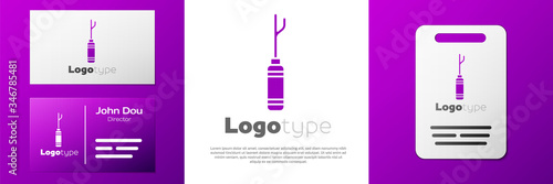 Logotype Awl tool with wooden handle icon isolated on white background. Work equipment tailor industry. Logo design template element. Vector Illustration