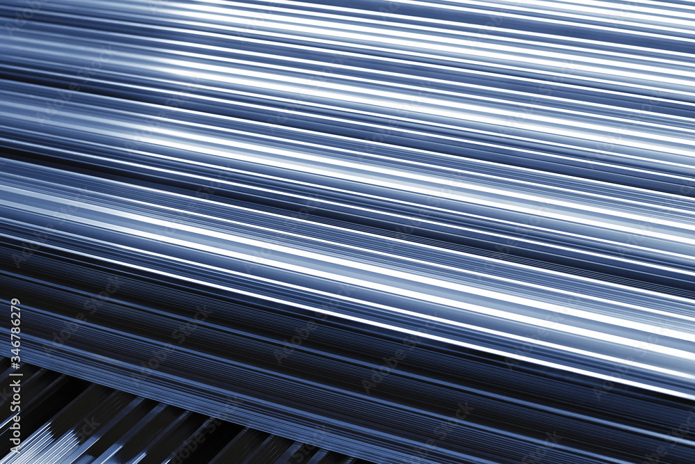 Fototapeta premium Closeup of many aluminum radiators for cooling electrical equipment