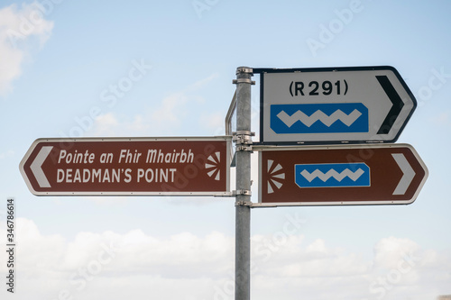 Road sign deadman's point in county Sligo near Rosses point.