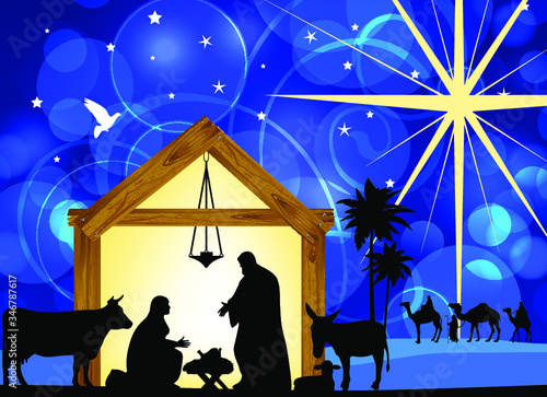 Star of Bethlehem. All elements and textures are individual objects. Vector illustration scale to any size.