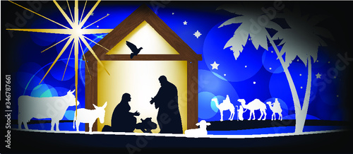 Star of Bethlehem. All elements and textures are individual objects. Vector illustration scale to any size.