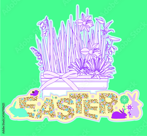 Easter. All elements and textures are individual objects. Vector illustration scale to any size.