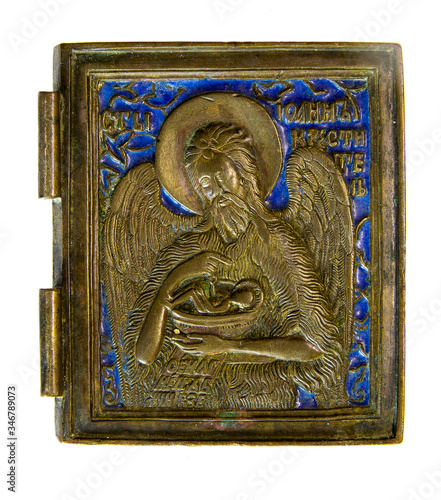 The baptist. John the Baptist. Gate from the diisus. The end of the 19th century. Enamel. Copper plastic.