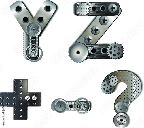 Vector mechanical numbers of gears. Eps file with transparencies and drop shadow(banner).All elements are separate, easily editable in separate layers. Vector illustration scale to any size. 