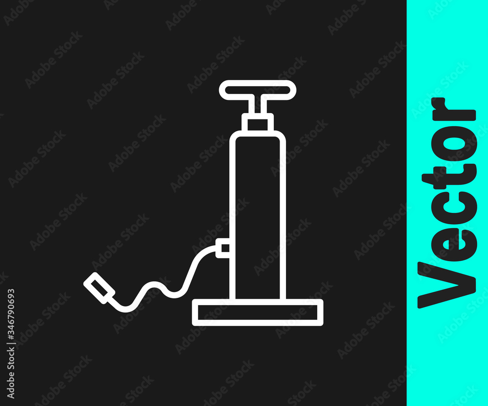 White line Car air pump icon isolated on black background. Vector Illustration White line Car air pump icon isolated on black background. Vector Illustration