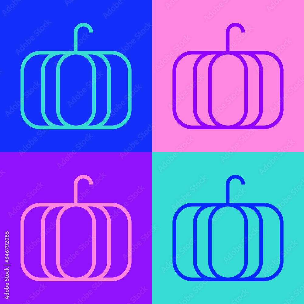 Pop art line Pumpkin icon isolated on color background. Happy Halloween party. Vector Illustration Pop art line Pumpkin icon isolated on color background. Happy Halloween party. Vector Illustration