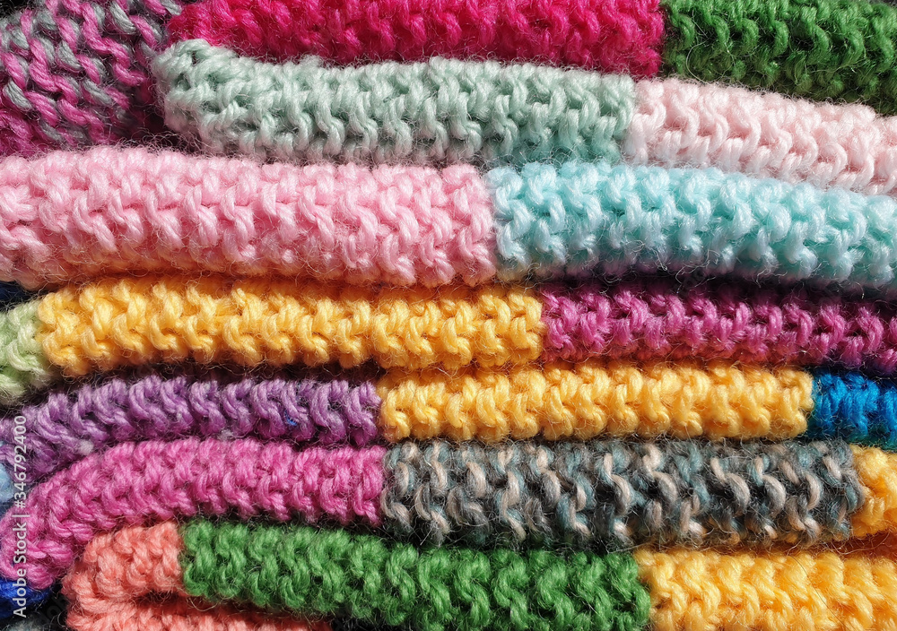 close up of colourful yarn