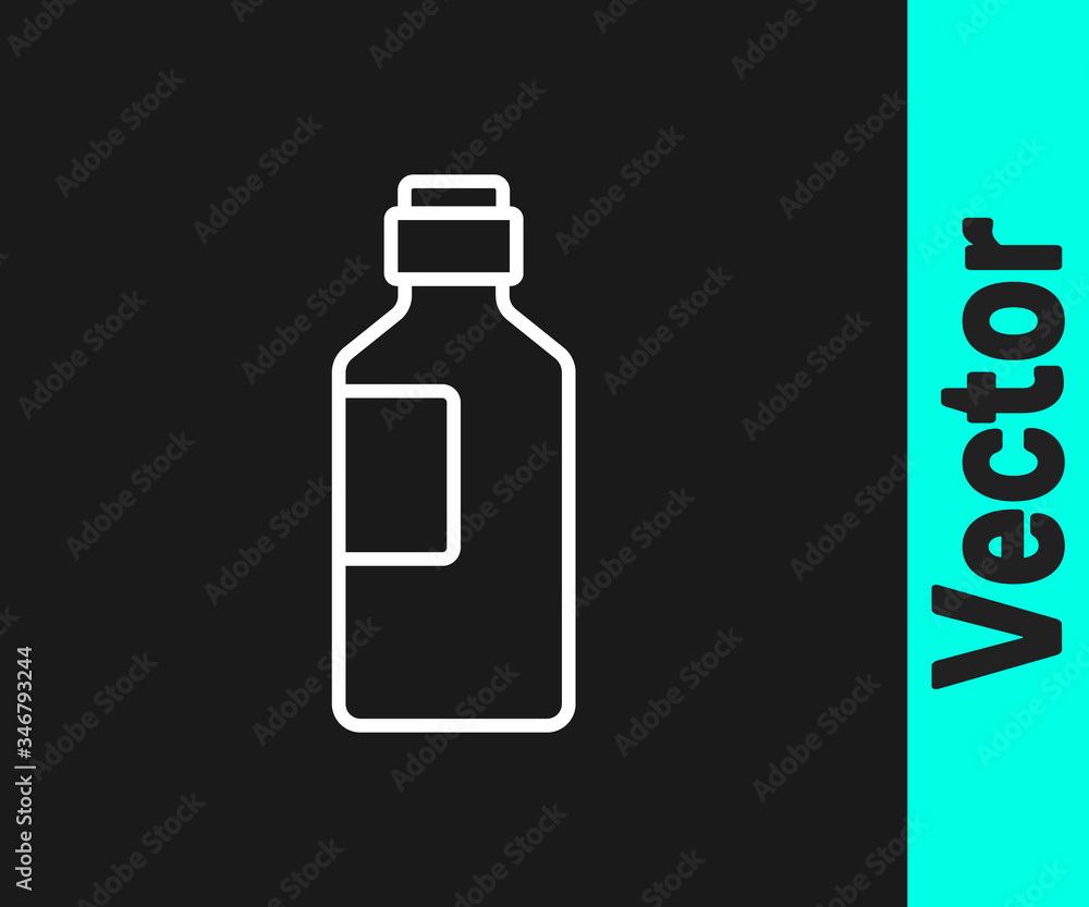 White line Bottle of water icon isolated on black background. Soda aqua drink sign. Vector Illustration White line Bottle of water icon isolated on black background. Soda aqua drink sign. Vector Illustration