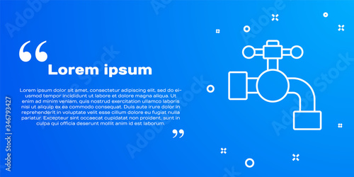 White line Water tap icon isolated on blue background. Vector Illustration