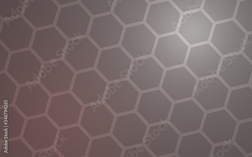 Honeycomb with color lighting  on a gray background. Perspective view on polygon look like honeycomb. Isometric geometry. 3D illustration