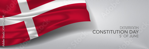 Denmark constitution day vector banner, greeting card.