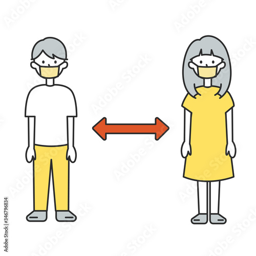 Vector Illustration of social distancing concept for preventing covid-19