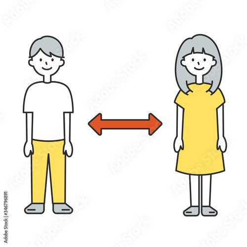 Vector Illustration of social distancing concept for preventing covid-19