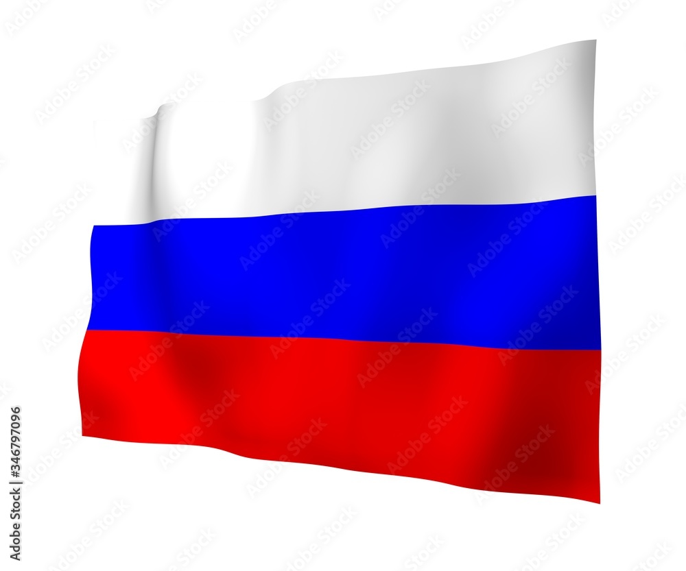 Fototapeta premium Waving flag of the Russian Federation. The National. State symbol of the Russia. 3D illustration