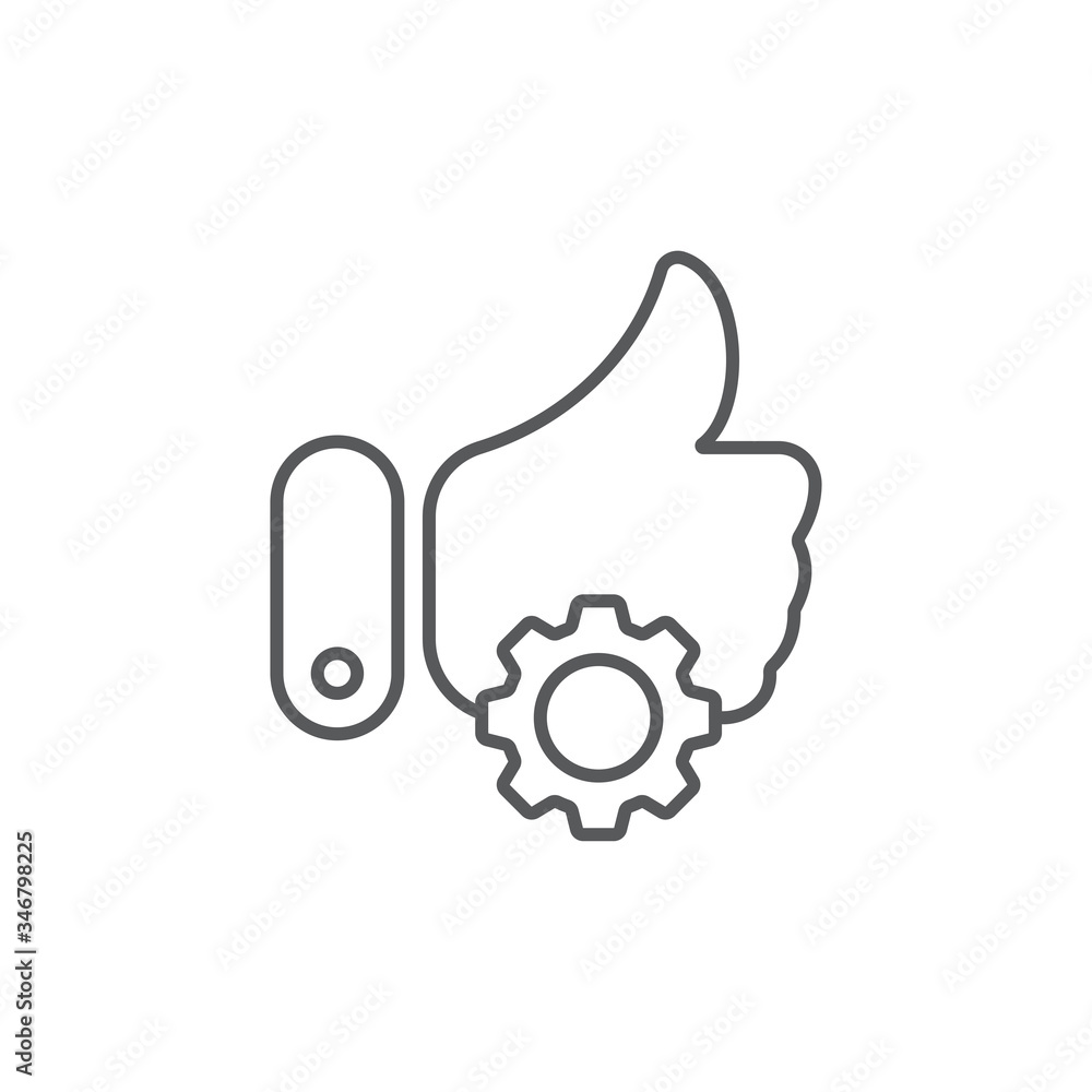 Thumb up gear vector icon symbol isolated on white background Thumb up gear vector icon symbol isolated on white background