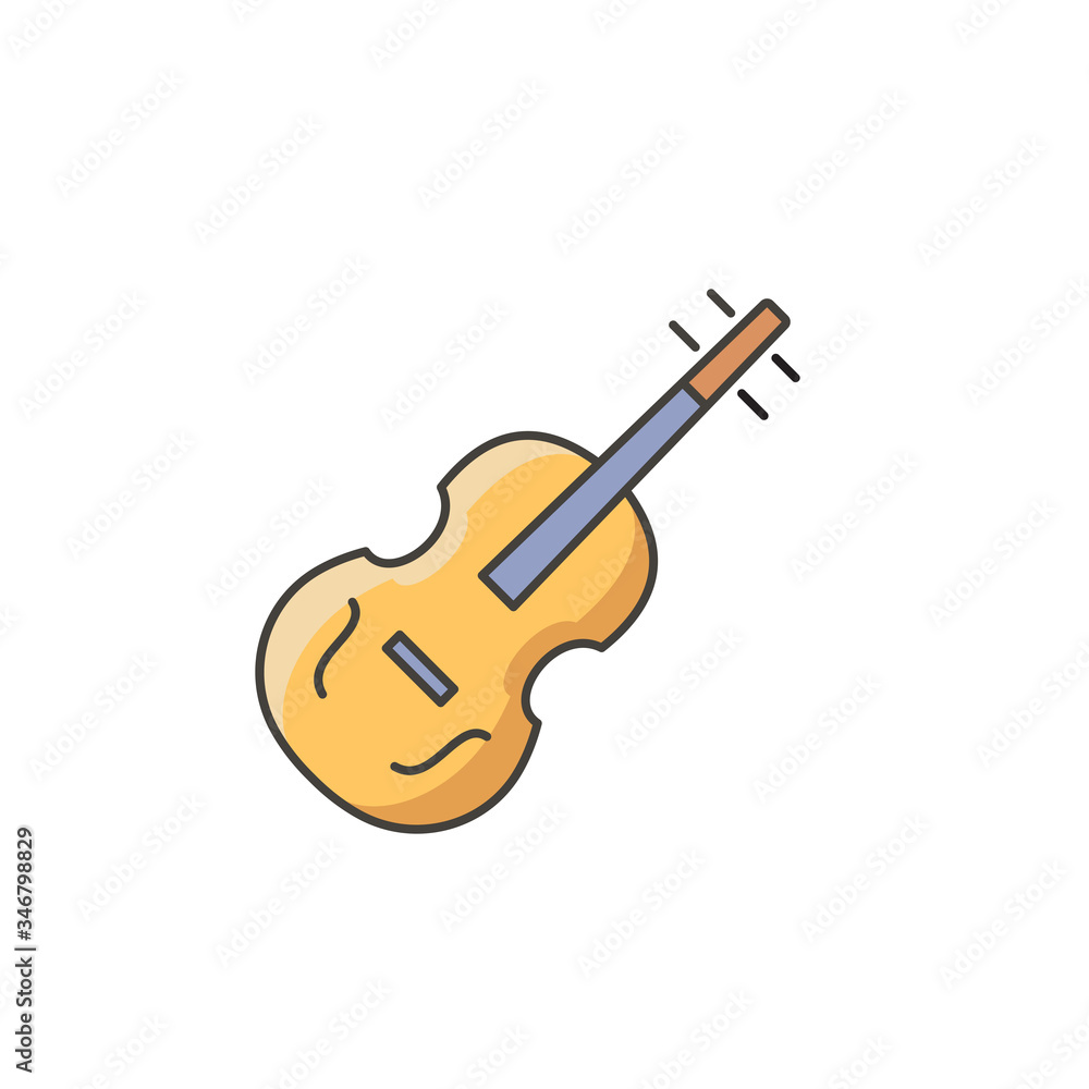 Naklejka premium Violin vector icon symbol music isolated on white background