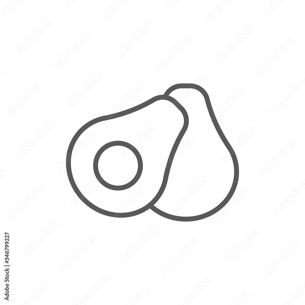 Whole avocado fruit and halves vector icon symbol fruits isolated on white background Whole avocado fruit and halves vector icon symbol fruits isolated on white background