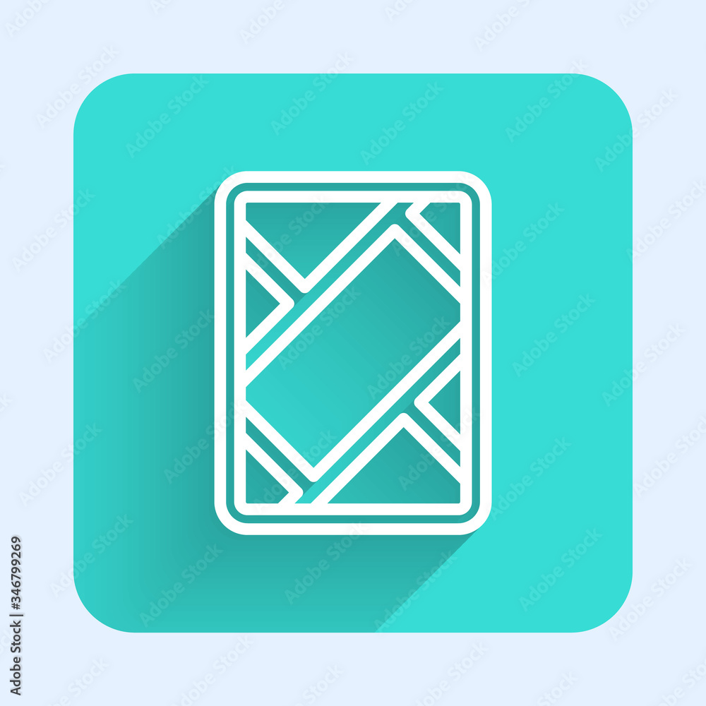 White line Gps device with map icon isolated with long shadow. Green square button. Vector Illustration White line Gps device with map icon isolated with long shadow. Green square button. Vector Illustration