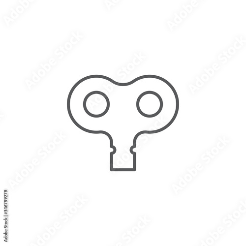 Wind up key vector icon symbol lock isolated on white background