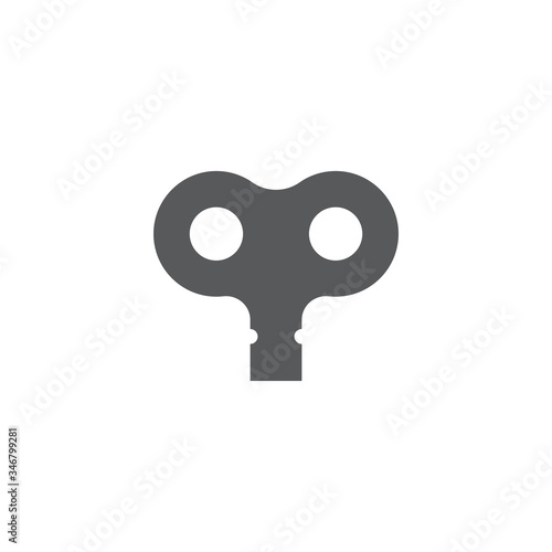 Wind up key vector icon symbol lock isolated on white background