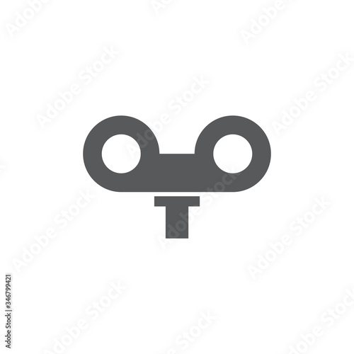 Wind up key vector icon symbol lock isolated on white background