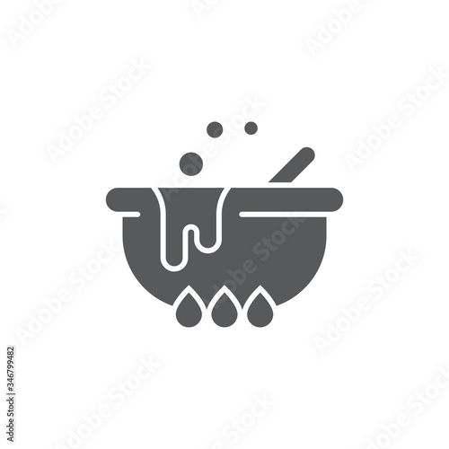 Witch cauldron potion vector icon symbol isolated on white background